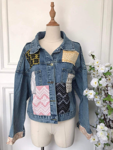 (m) Denim Patch Jacket