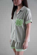 Load image into Gallery viewer, Sage green silk shorts set
